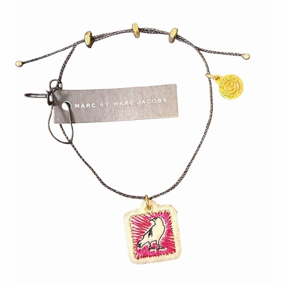 Marc Jacobs Jewelry - Marc Jacobs Bracelet Adjustable Cord Bird Charm Pink Multicolor